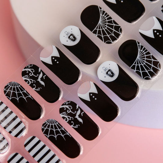 Wednesday Semi Cured Gel Nail Sticker Kit (Halloween) | Sunday Nails AU