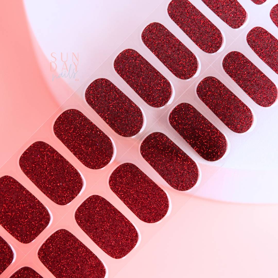 Ruby Sparkles Semi Cured Gel Nail Sticker Kit  (Christmas Limited Edition) | Sunday Nails AU