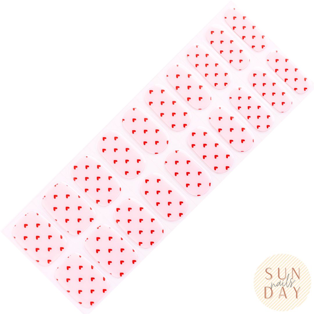 Cupid's Kisses Semi Cured Gel Nail Sticker Kit (Valentines) | Sunday Nails AU