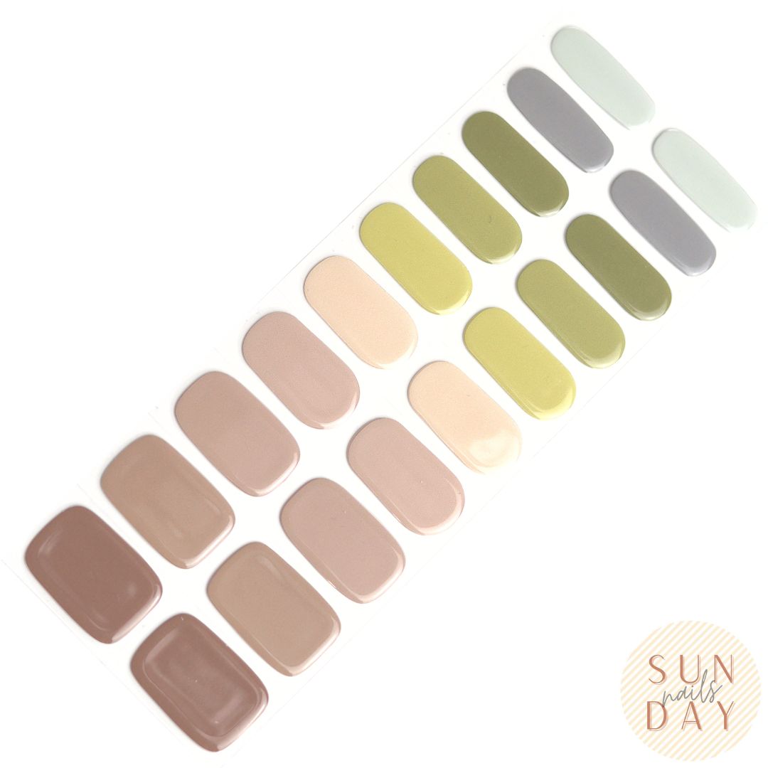 Earth Gradient Semi Cured Gel Nail Sticker Kit - Sunday Nails AU - Semi Cured Gel Nails