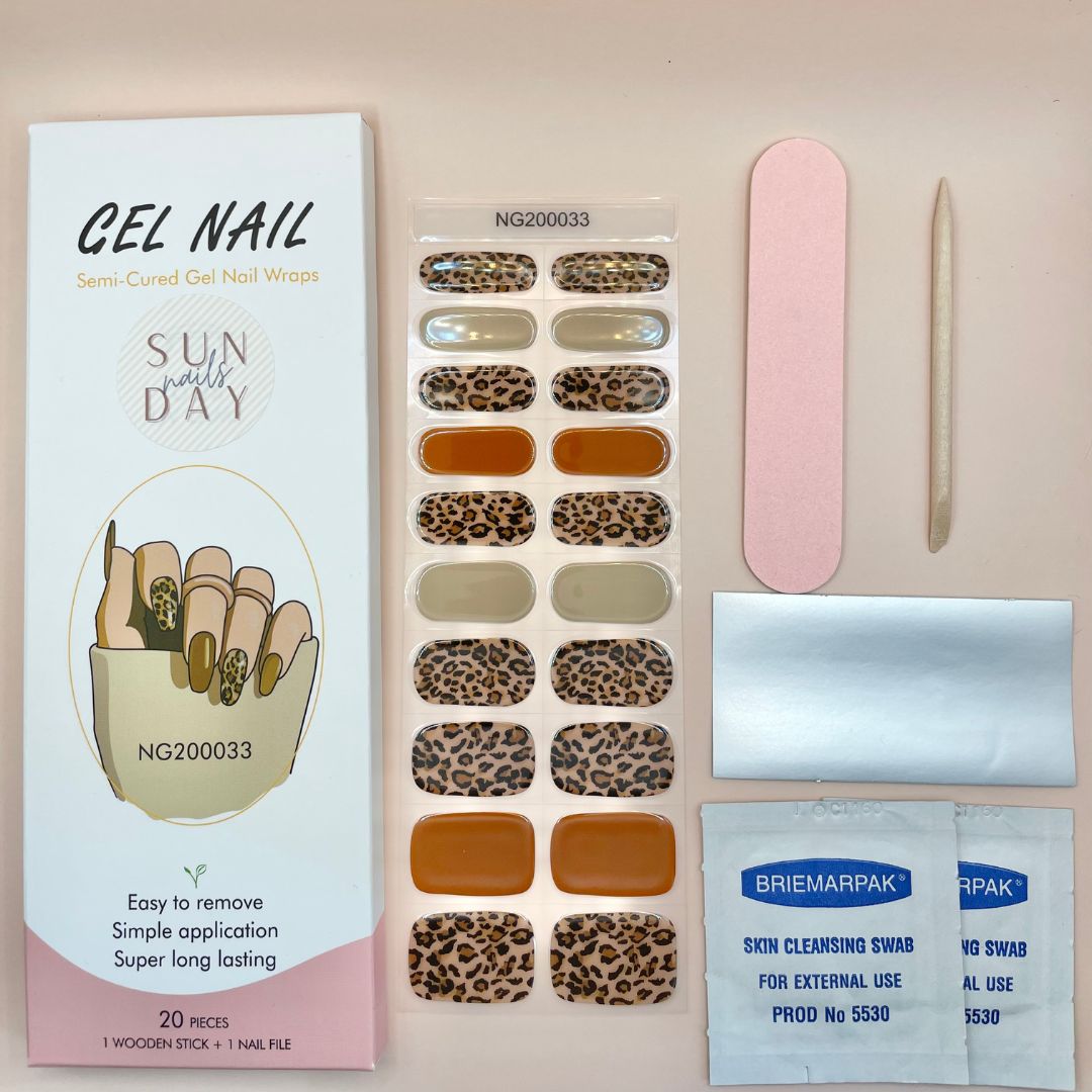 Safari Semi Cured Gel Nail Sticker Kit - Sunday Nails AU - Semi Cured Gel Nails