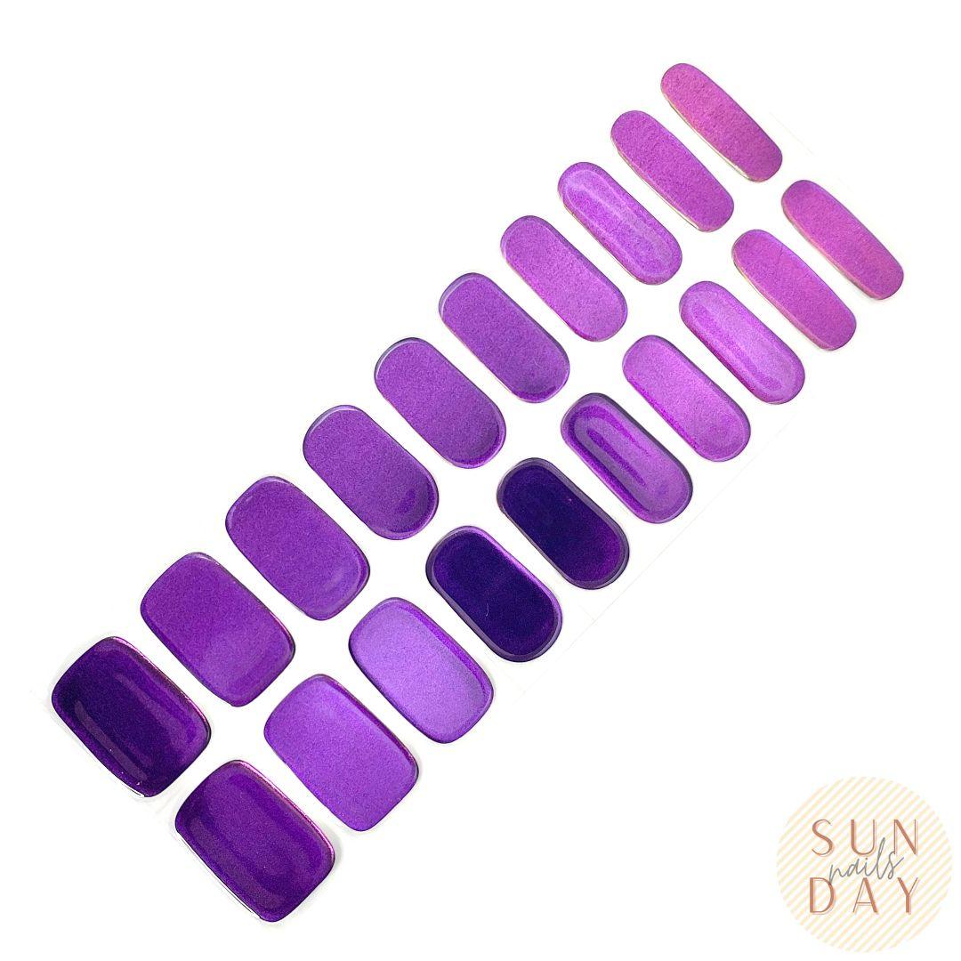 Purple and Yellow Chrome Semi Cured Gel Nail Sticker Kit - Sunday Nails AU - Semi Cured Gel Nails