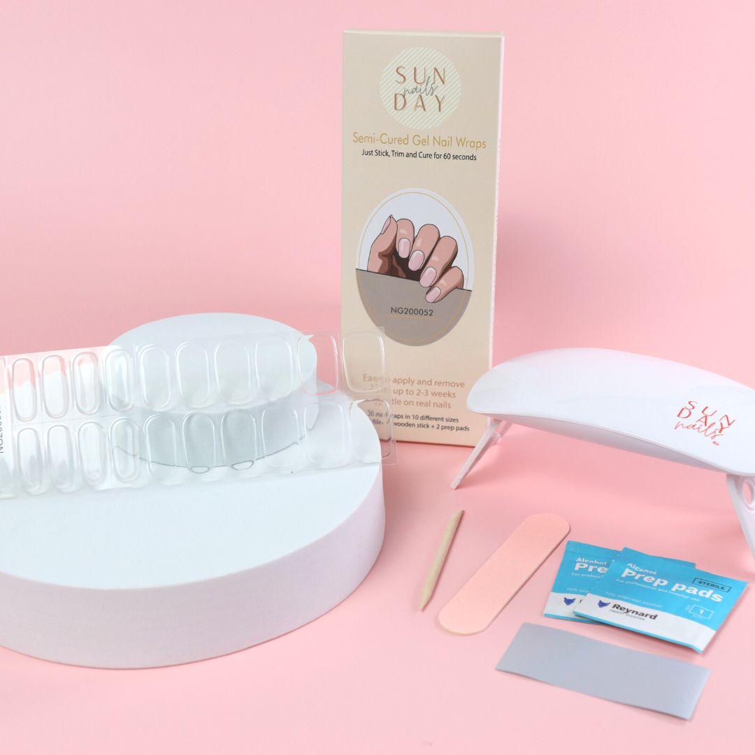 Clear Semi Cured Gel Nail Sticker Kit - Sunday Nails AU - Semi Cured Gel Nails