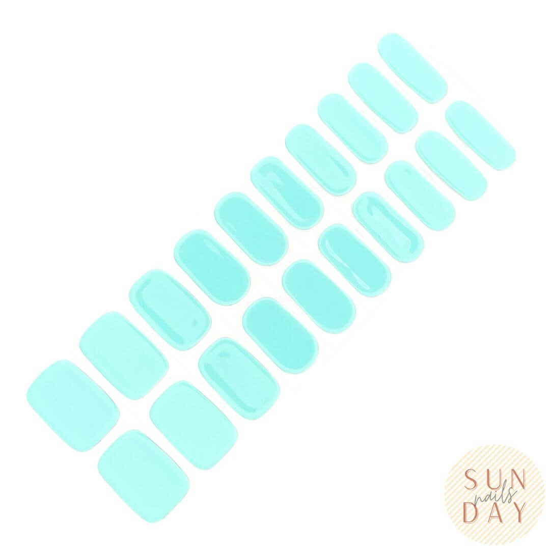 Aquamarine Semi Cured Gel Nail Sticker Kit - Sunday Nails AU - Semi Cured Gel Nails