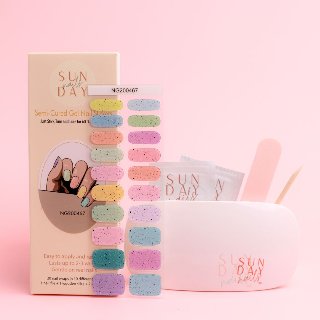 Speckled Delight Semi Cured Gel Nail Sticker Kit | Sunday Nails AU ( Easter Limited Edition )